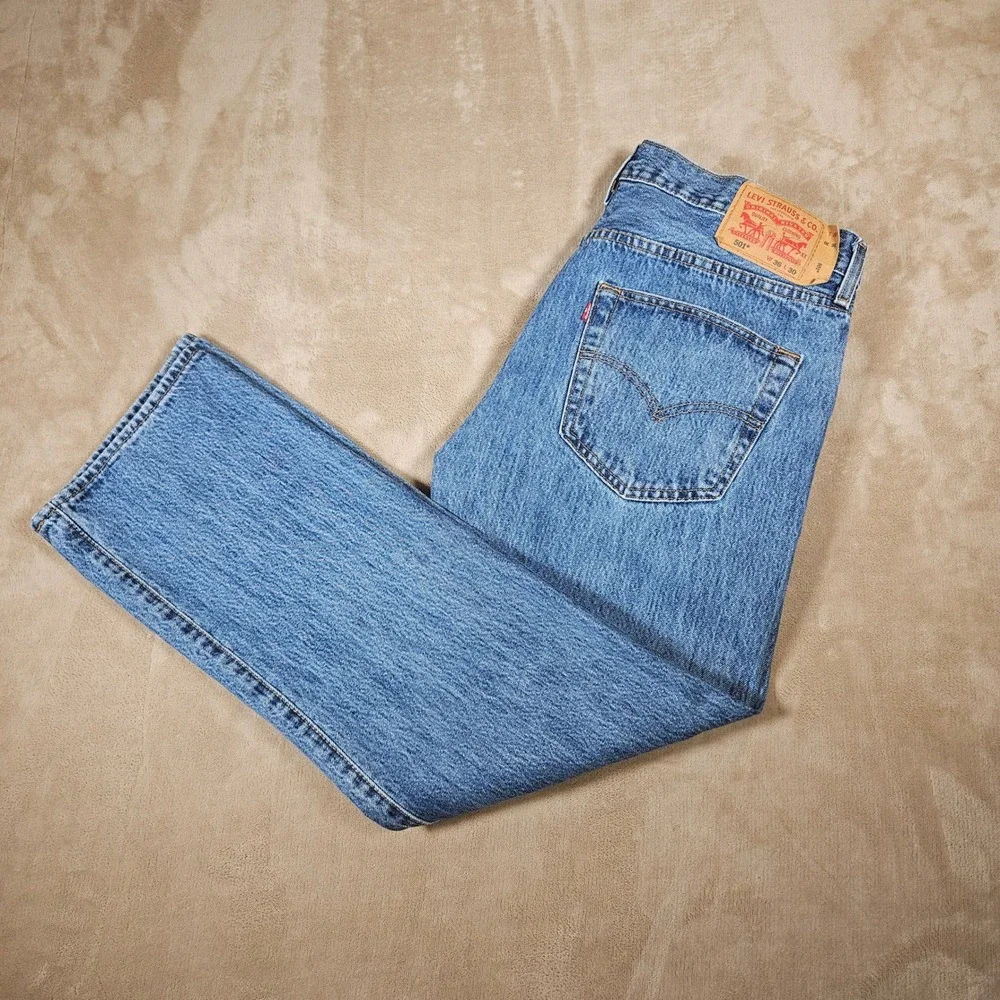 Levis 501 Original Fit Mens Blue Denim Straight Leg Button Fly Jeans 36x30